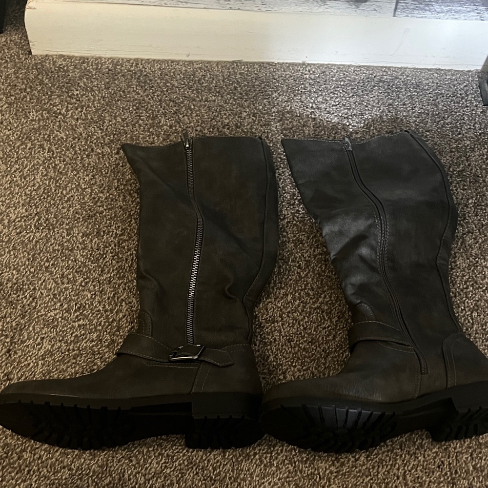Women's Tall Zipper Riding Boots - charcoal gray